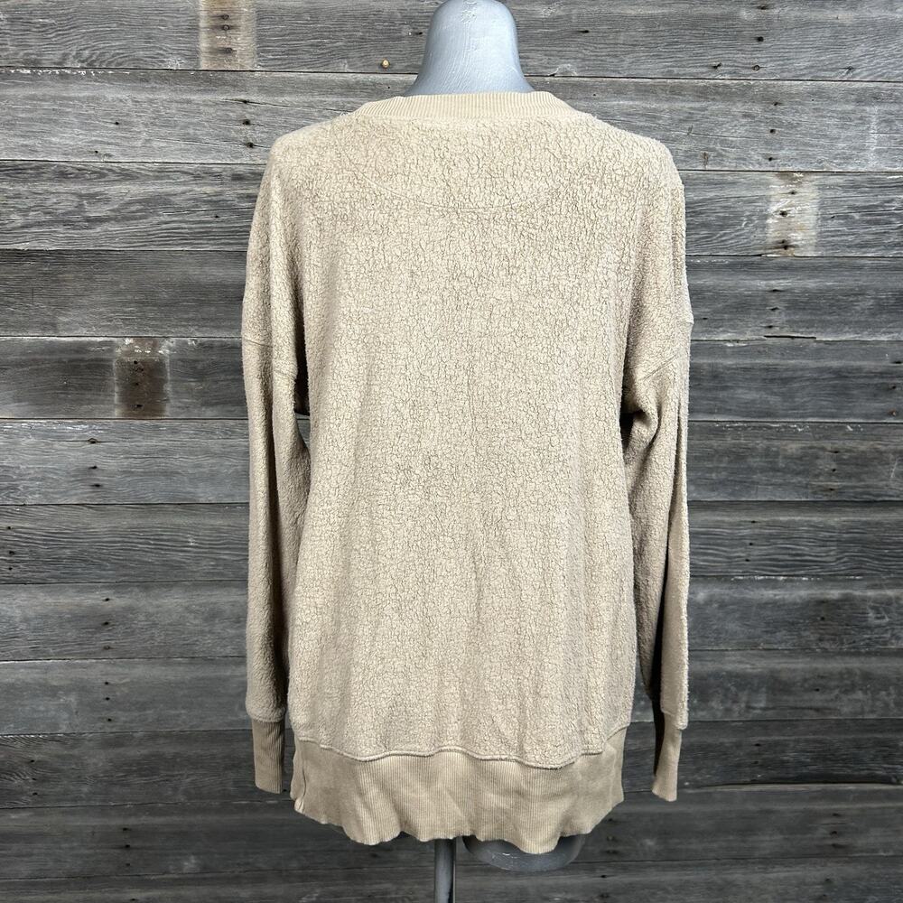 Aerie Chilled Out Sherpa Sweatshirt XS Beige Oversized Top Cozy Lounge - Picture 6 of 9